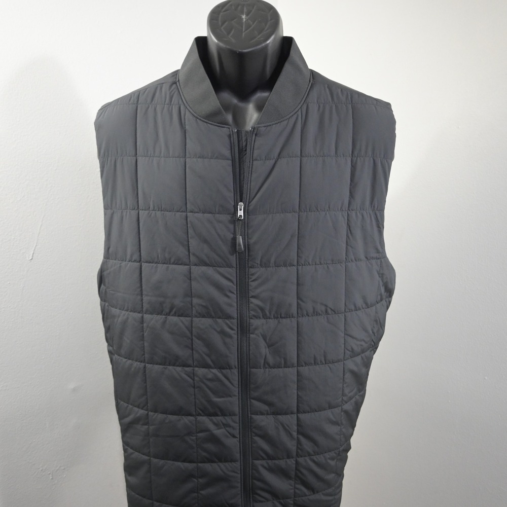VRST Quilted Puffer Vest Mens XL Dark Gray Full Zip Pockets Mock Neck Insulated